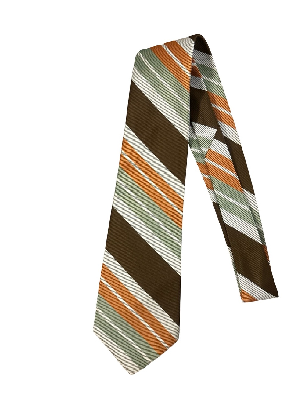 Vintage Rare Retro Brown, Orange & Green Diagonal Stripe 60-70’s era  Men's Tie